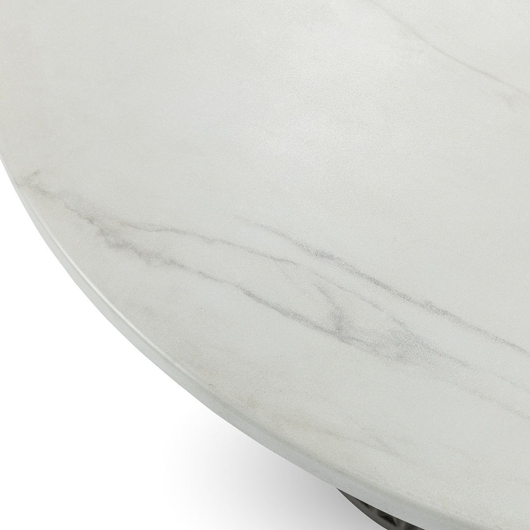 Caspia - 47" Outdoor Round Dining Table - White / Dark Gray