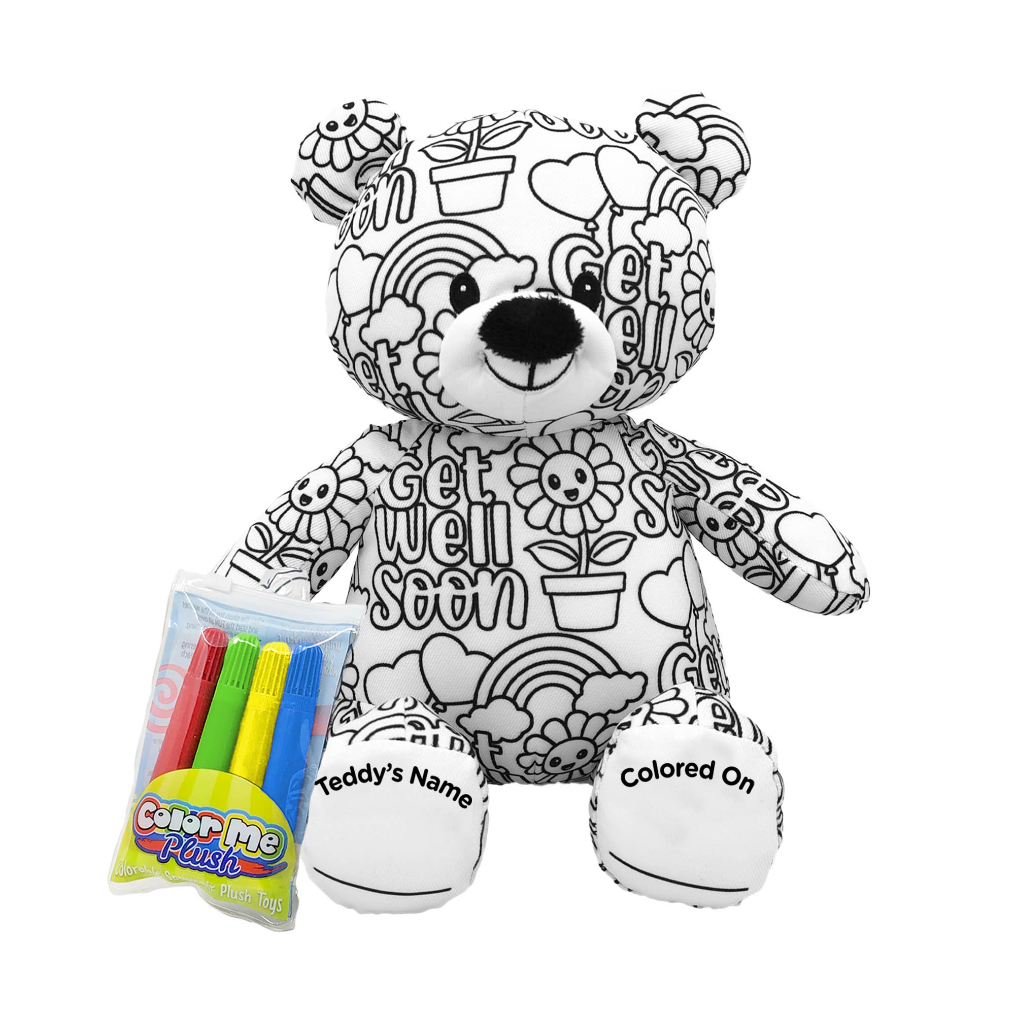 8.5" Get Well Soon Color Me Plush™ Teddy