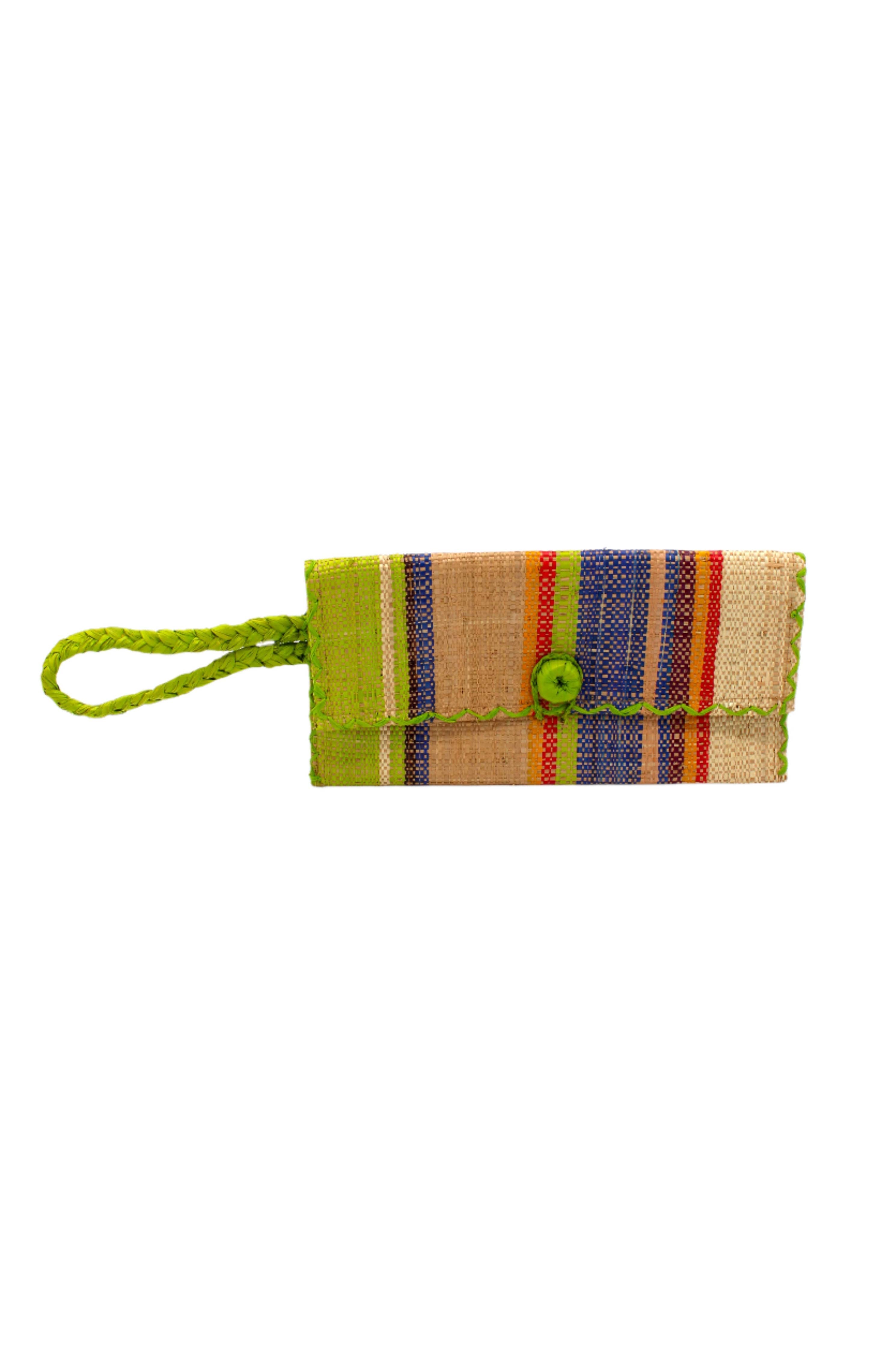 ChiChi Straw Clutch Wristlet Bag: Teal