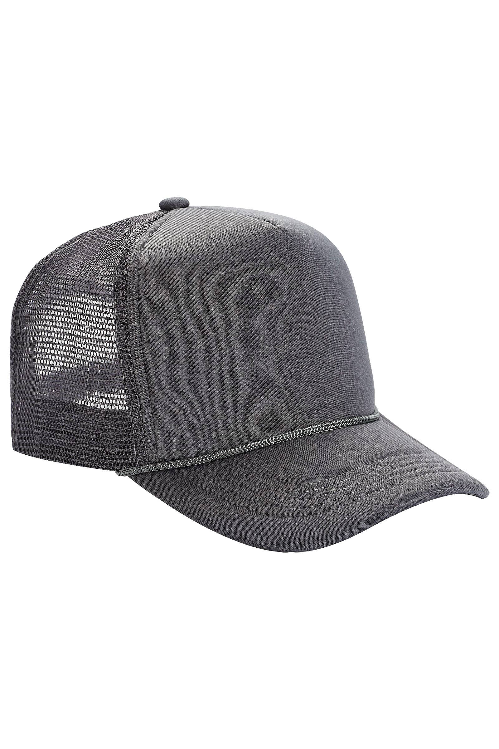 Solid Five Panel Foam Trucker Hat: BLACK / ONE SIZE