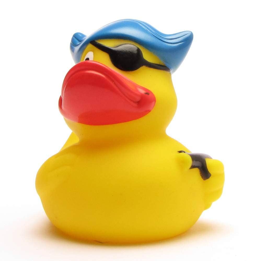 Pirate bath duck - blue hat - rubberized