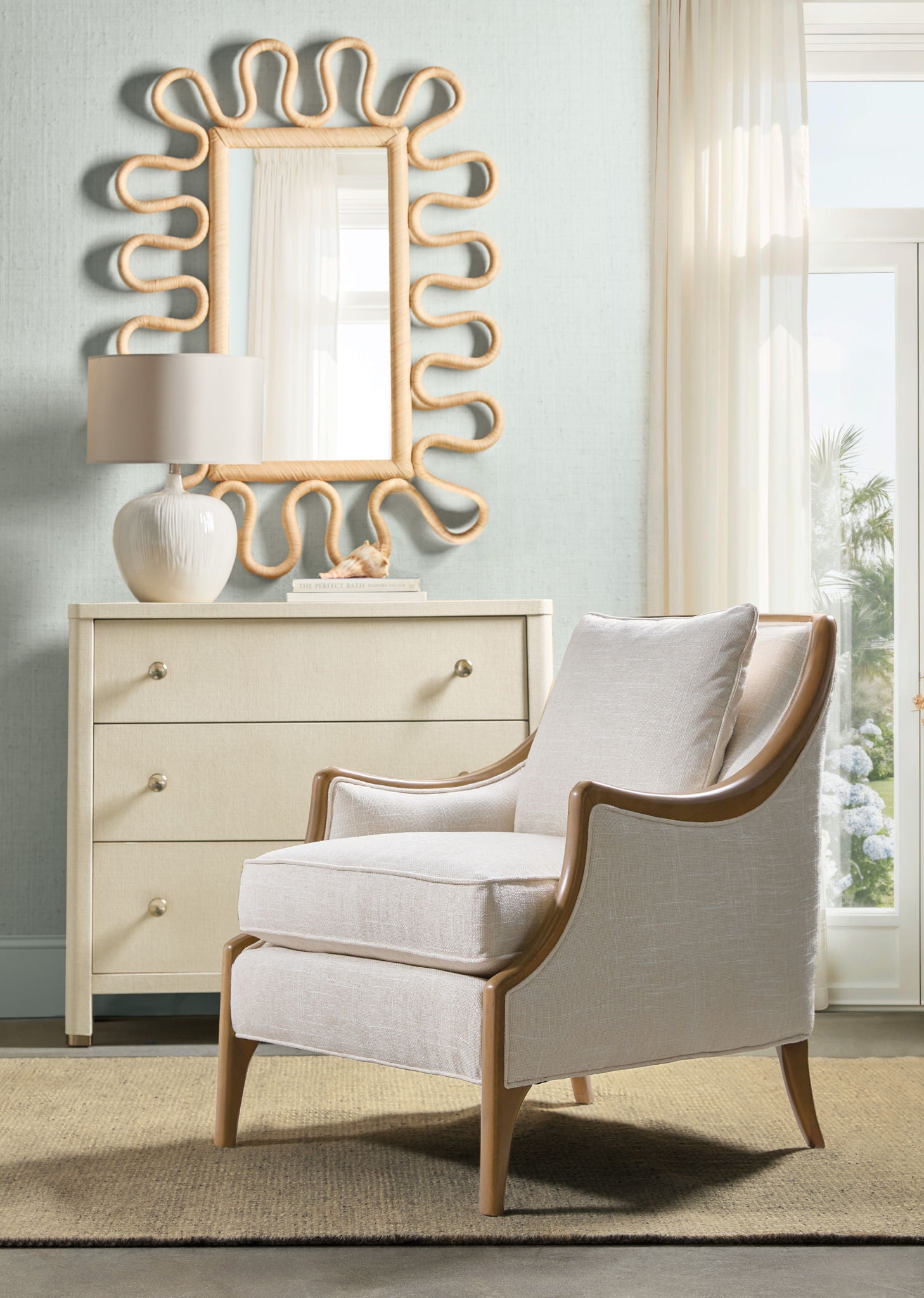 Archives - Raffia Three-Drawer Chest - Beige