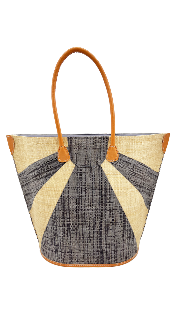 Sunburst Large Straw Tote Bag: Seafoam