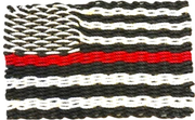 968 The "Original" Handcrafted Woven Maine Lobster Rope Commemorative Flag: Small 18" x 30" / Thin Red Line #888