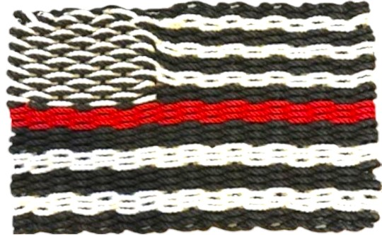 968 The "Original" Handcrafted Woven Maine Lobster Rope Commemorative Flag: Small 18" x 30" / Thin Blue Line #887