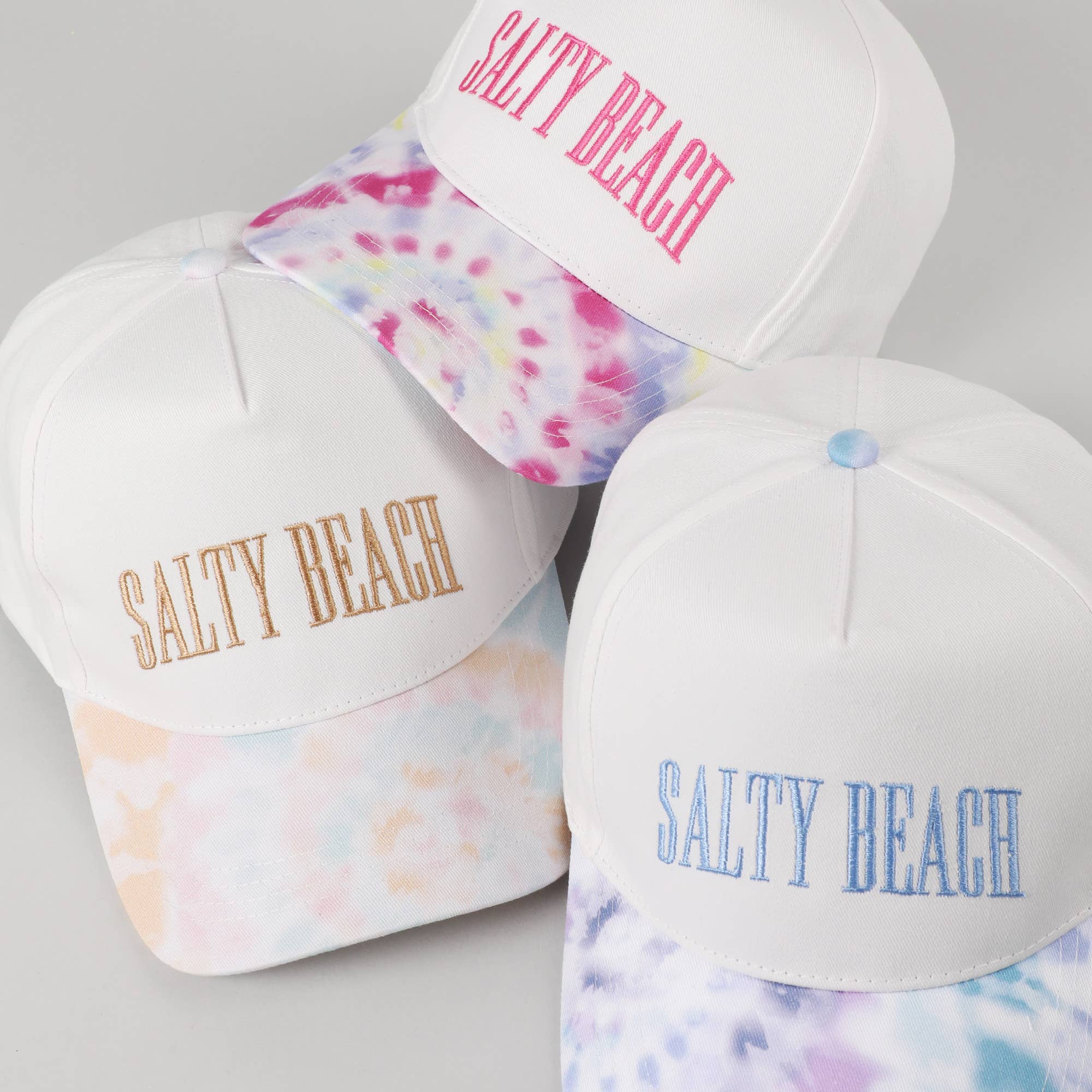 SALTY BEACH Embroidery Tie Dye Pattern Trucker Hat