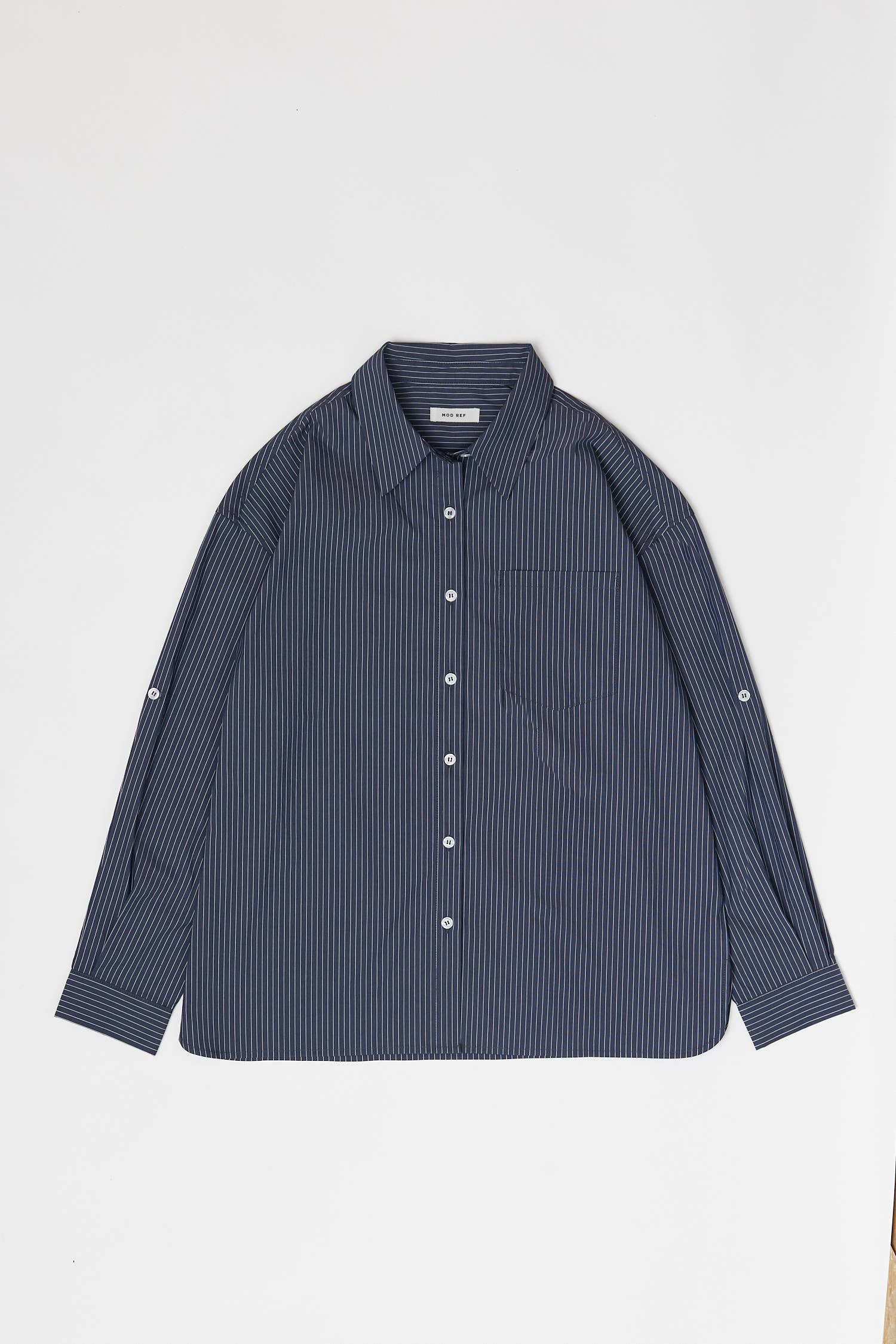 The Annalise Top | Pinstripe Button-Down Top: BLUE/WHITE / LARGE