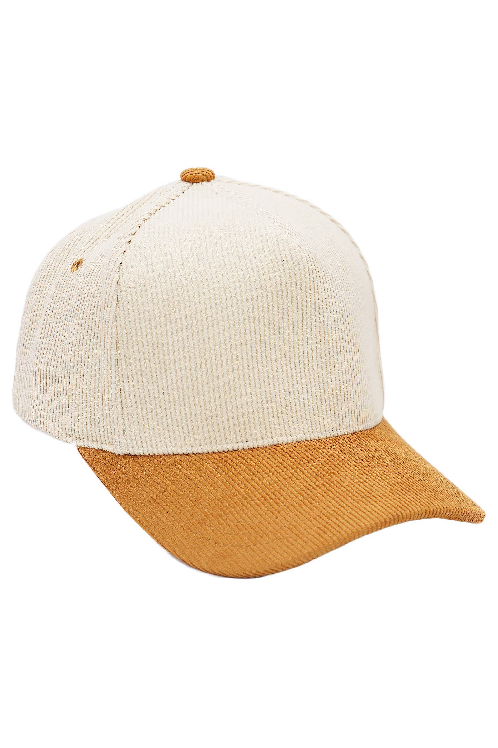 Premium Corduroy Beige Upper Baseball Cap: BEIGE/NAVY BLUE / ONE SIZE