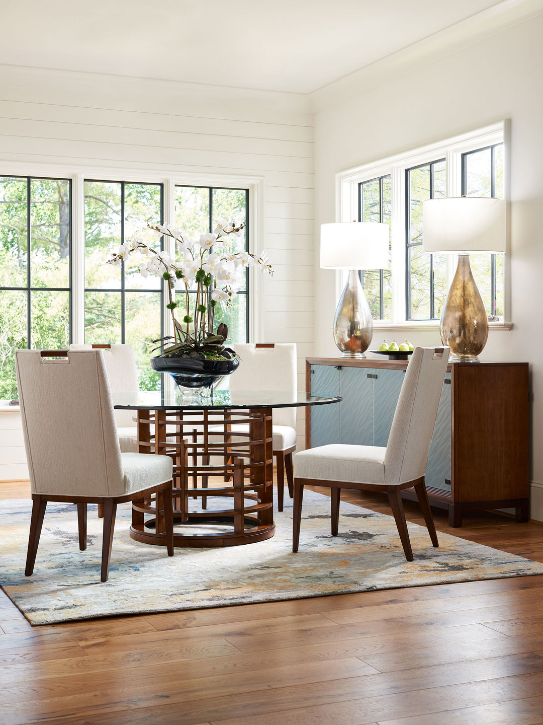 Island Fusion - Meridien Round Dining Table With Glass Top