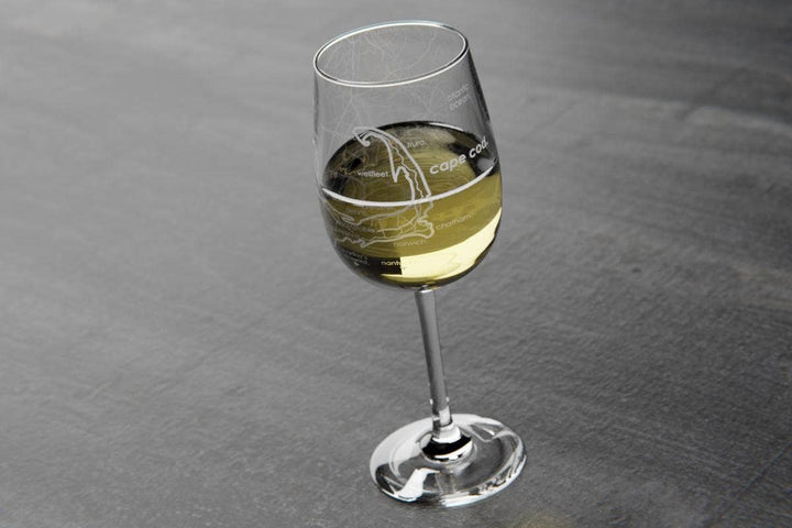 Cape Cod MA Map Stemmed Wine Glass