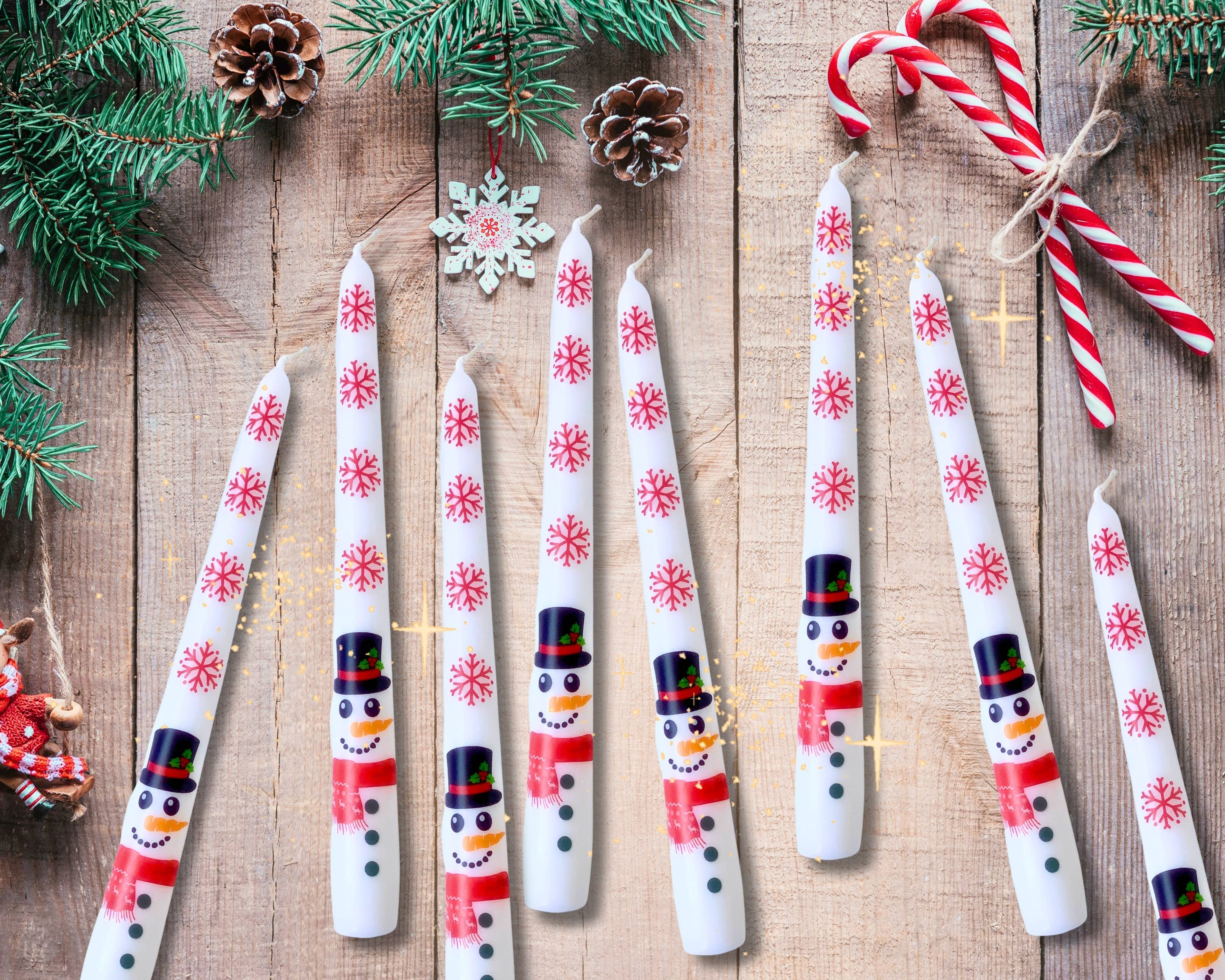 Snowman Christmas Taper Candle, Holiday Snowman Candlesticks