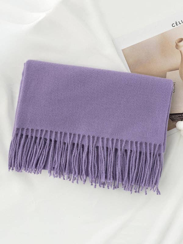 Keep Warm Solid Color Tasseled Shawl&Scarf: DEEP GREEN / One_size
