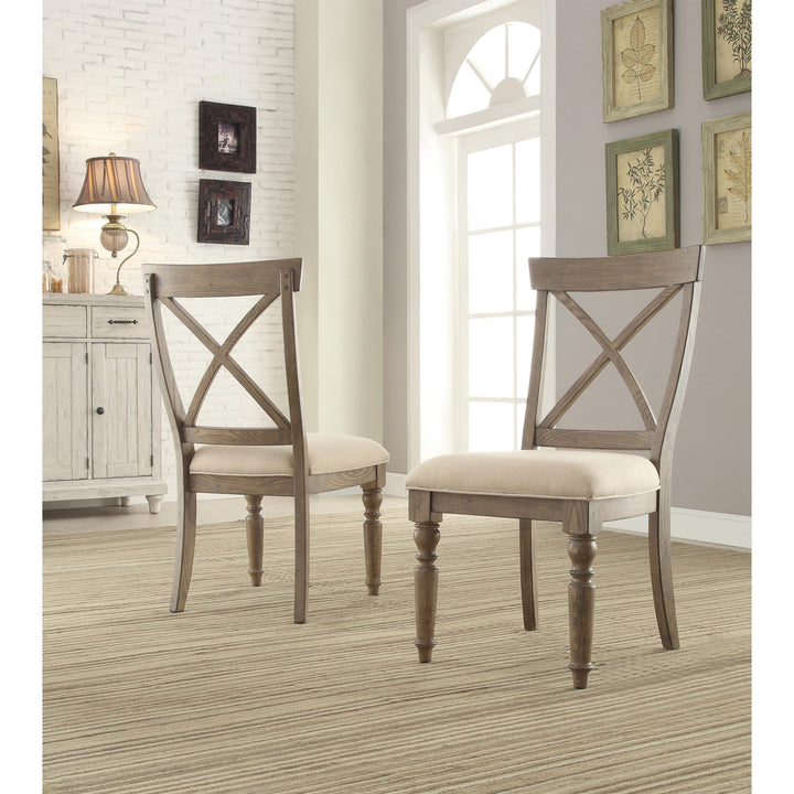 Aberdeen - X-Back Upholstered Side Chair (Set of 2) - Weathered Driftwood