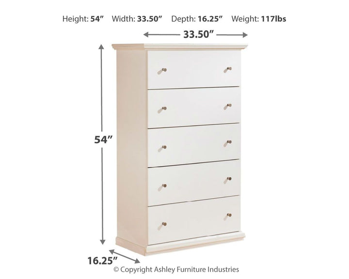 Bostwick Shoals - White - Five Drawer Chest
