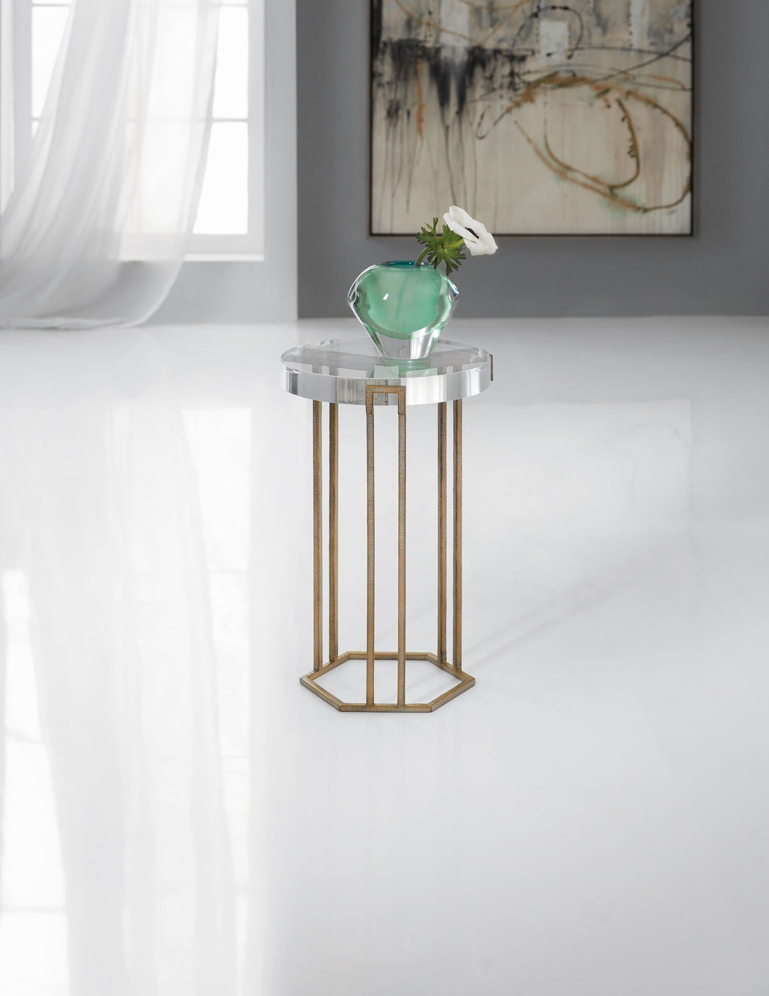 Melange - Grove Round End Table - Dark Brown / Bronze