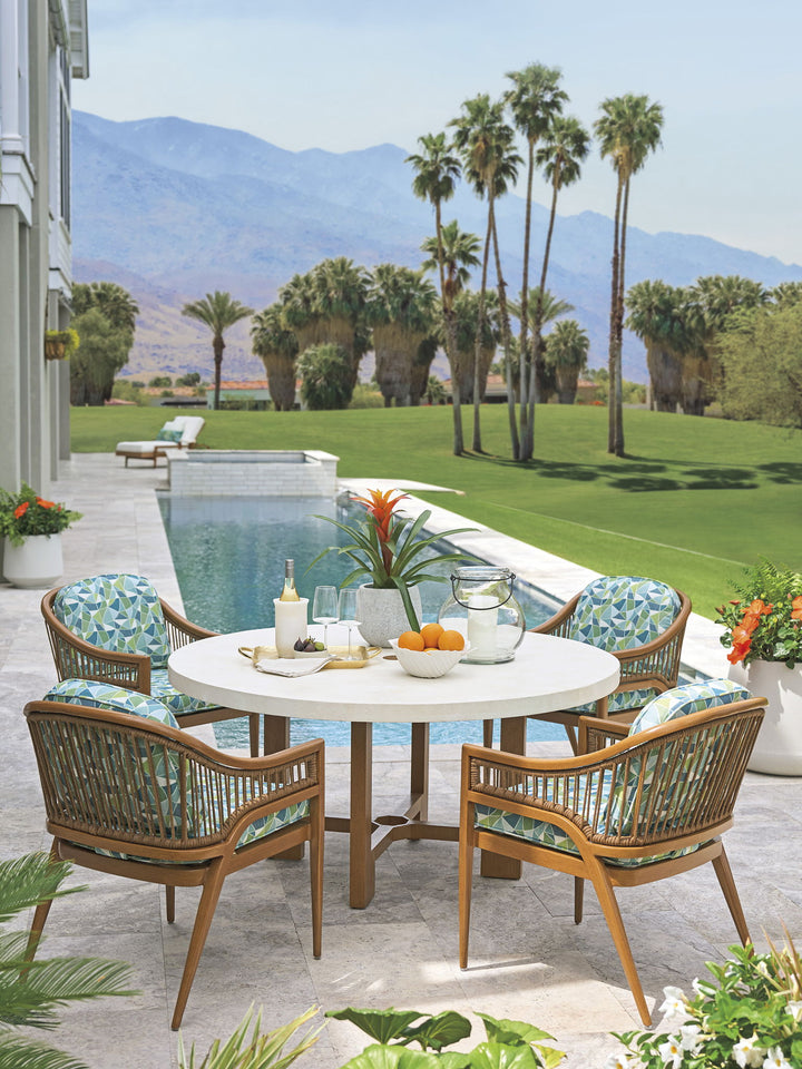 Palm Desert Poolside - Arm Dining Chair - Dark Brown / Light Blue