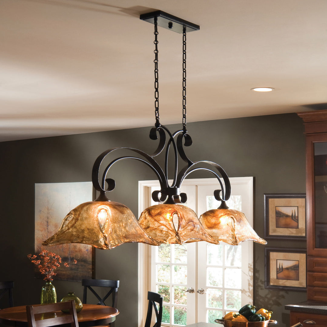 Vetraio - 3 Light Kitchen Island Light - Bronze