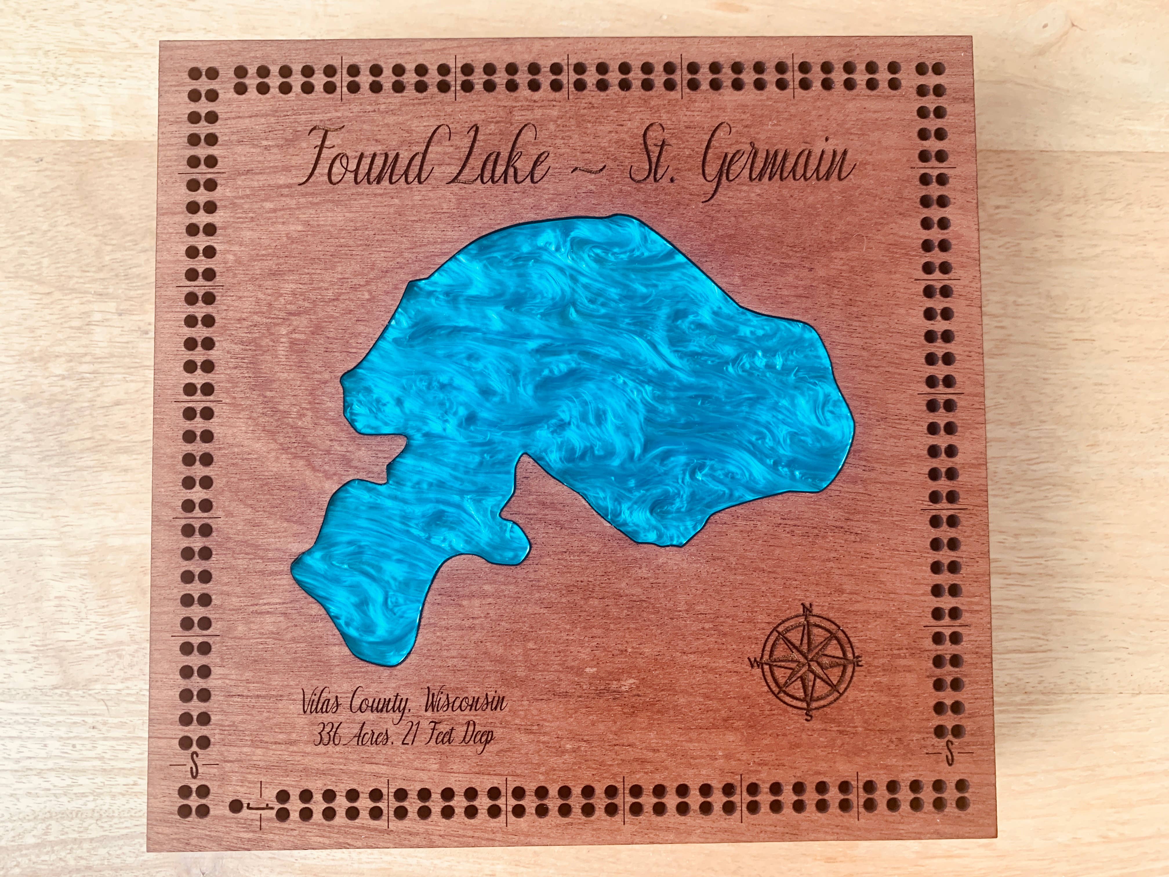 Custom Lake or City Cribbage Board: Lake and Streets / Print