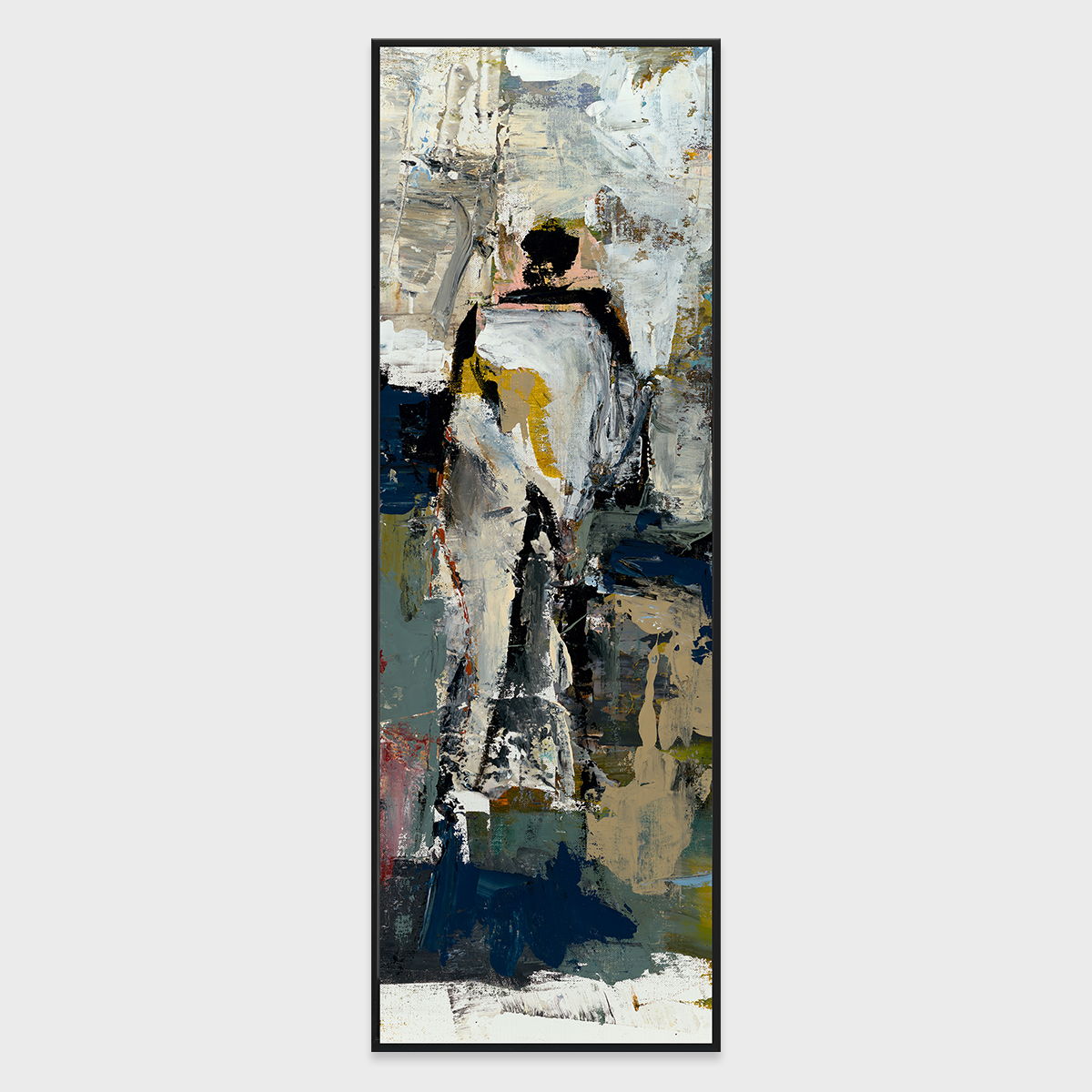 Solo II - 24" x 72" Painting Art by Buddy Whitlock - Dark Gray / Pearl Silver