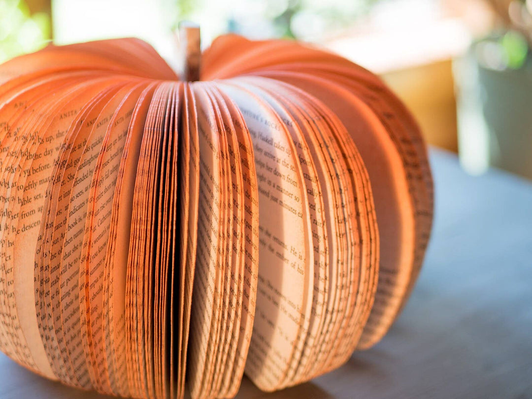 Book Pumpkin Rustic Orange Fall Decor Thanksgiving Halloween: Large