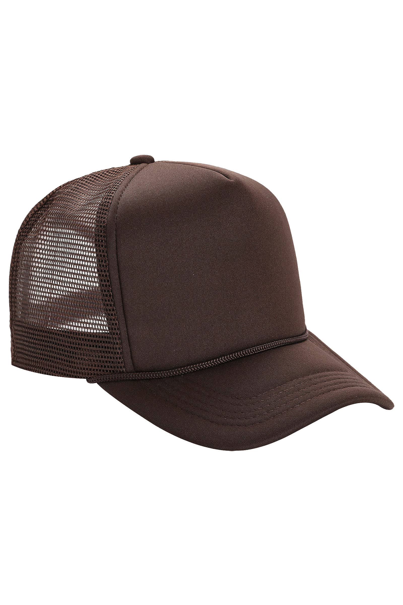 Solid Five Panel Foam Trucker Hat: BLACK / ONE SIZE