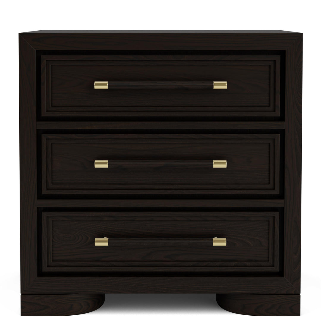 Lydia - Three Drawer Nightstand - Dark Brown
