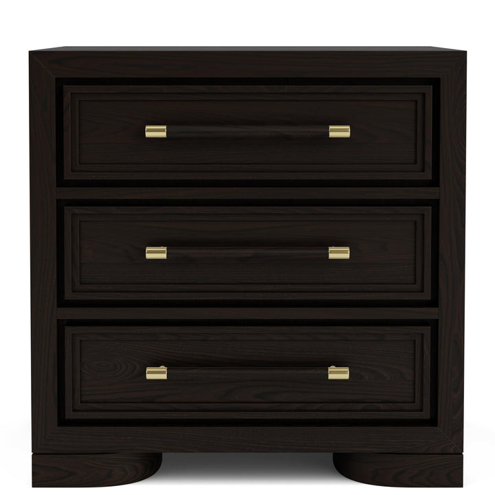 Lydia - Three Drawer Nightstand - Dark Brown