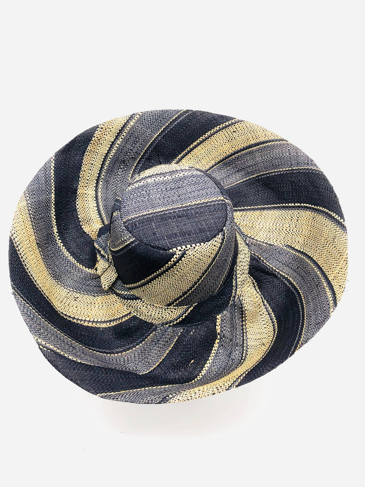 Sun Hats: Colored Stripes Packable 5" & 7" Brim Raffia Straw: 5" Brim / Carmalita Stripes