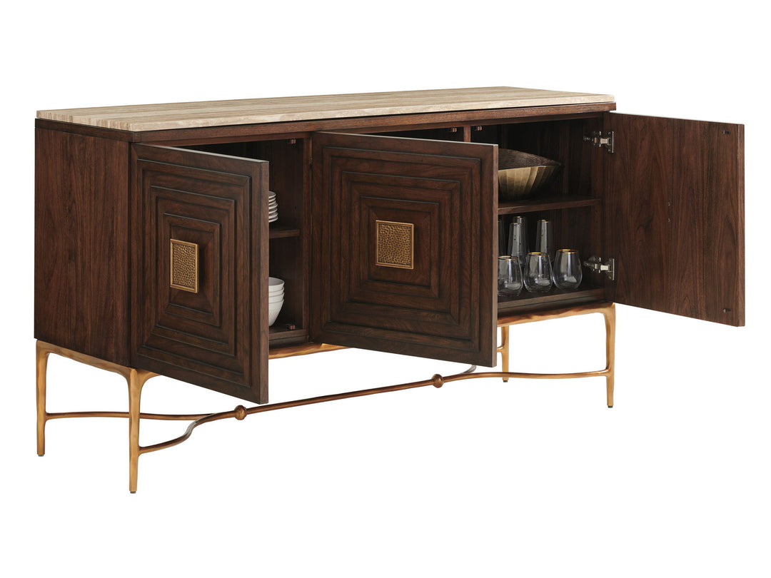 Silverado - Tiburon Sideboard With Stone Top - Dark Brown
