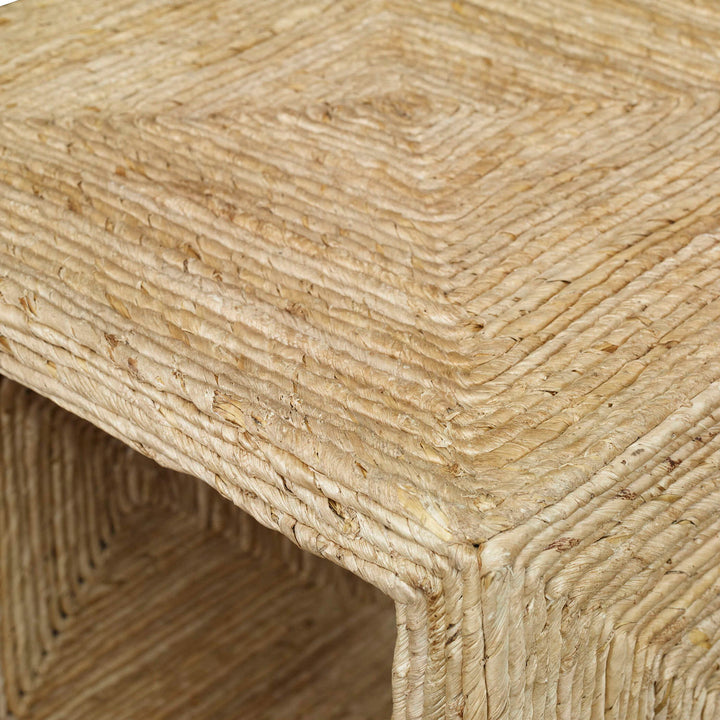 Rora - Coastal Woven Side Table - Light Brown