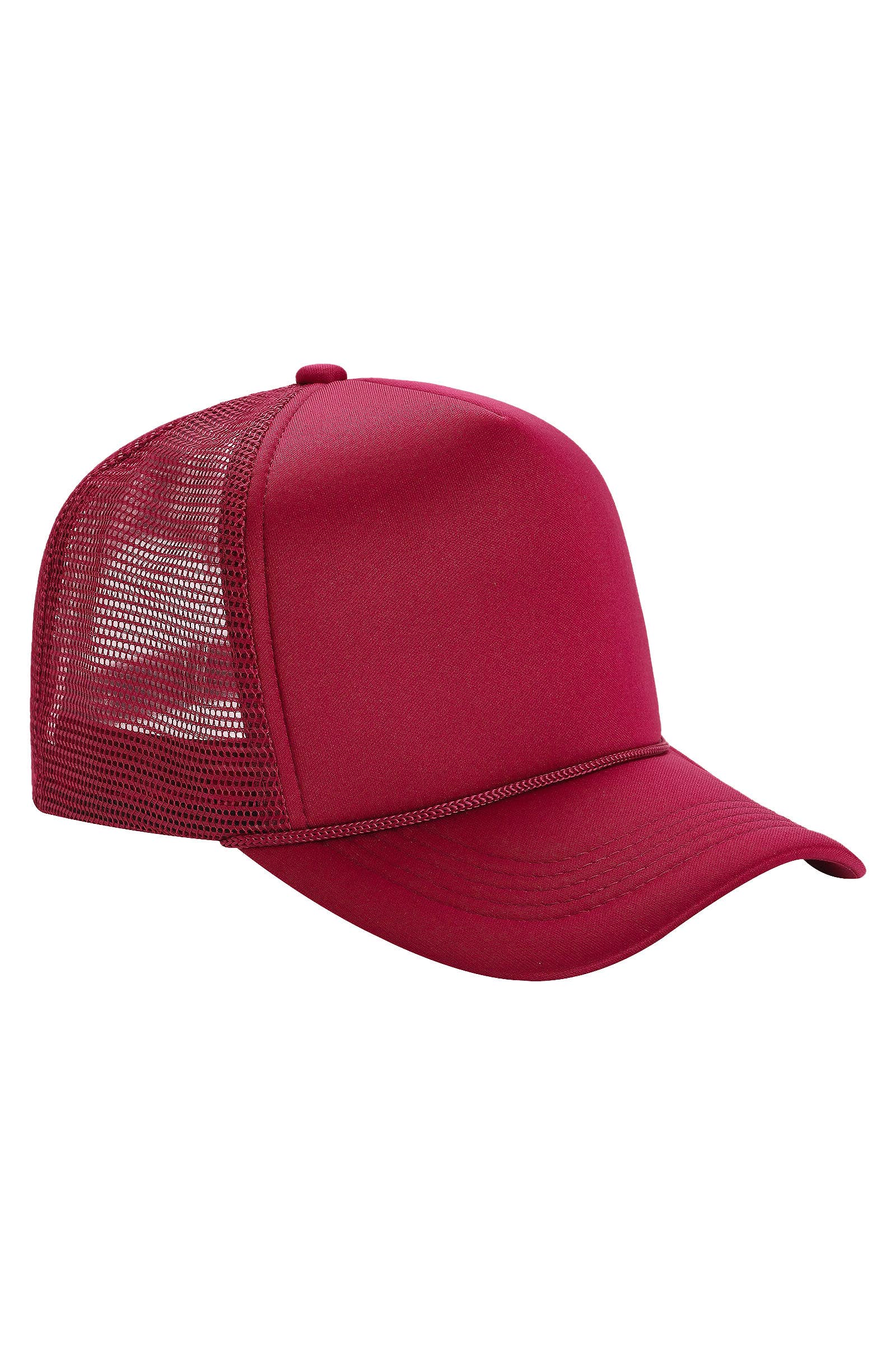Solid Five Panel Foam Trucker Hat: BLACK / ONE SIZE