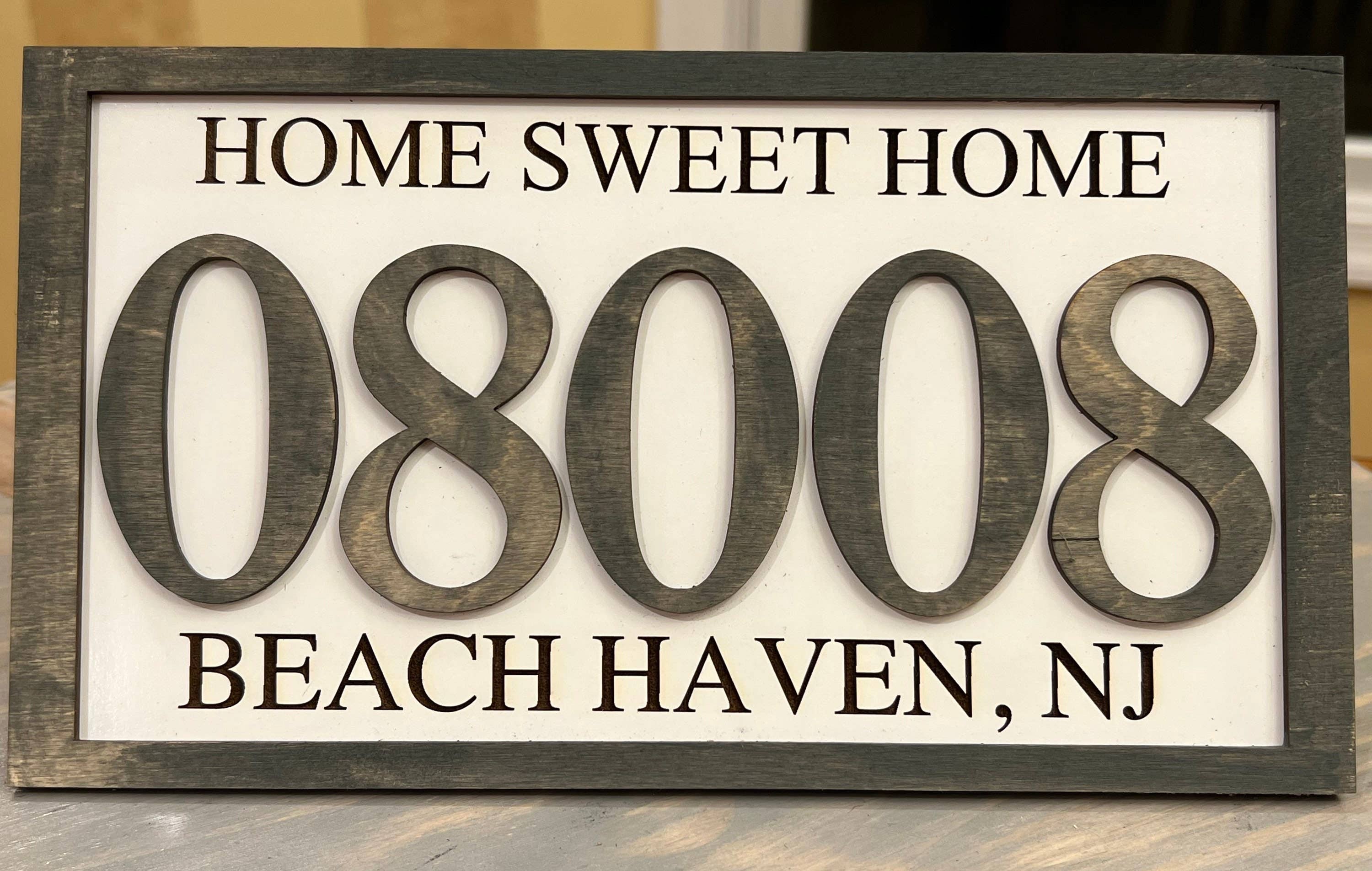 Personalized Zip Code Wood Sign: Gray