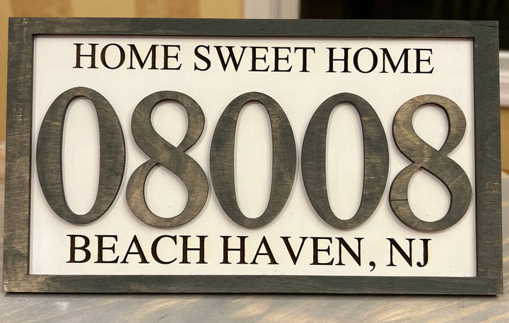 Personalized Zip Code Wood Sign: Gray