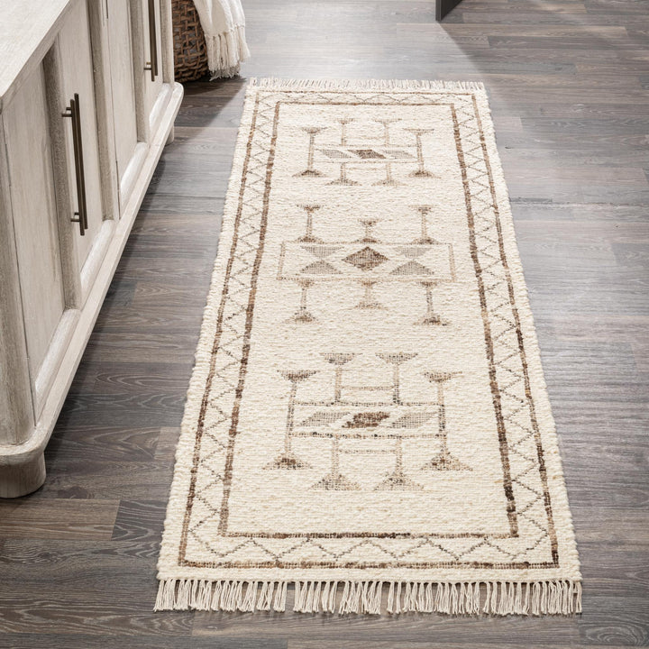 Gazi - 2.6' x 8' Area Rug - Ivory / Brown Multi