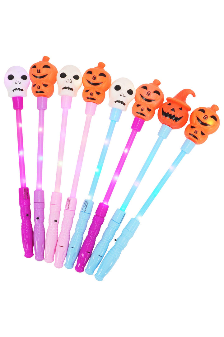 Halloween Pumpkin Skull Head Light Stick Wand: ASSORTED / ONE SIZE