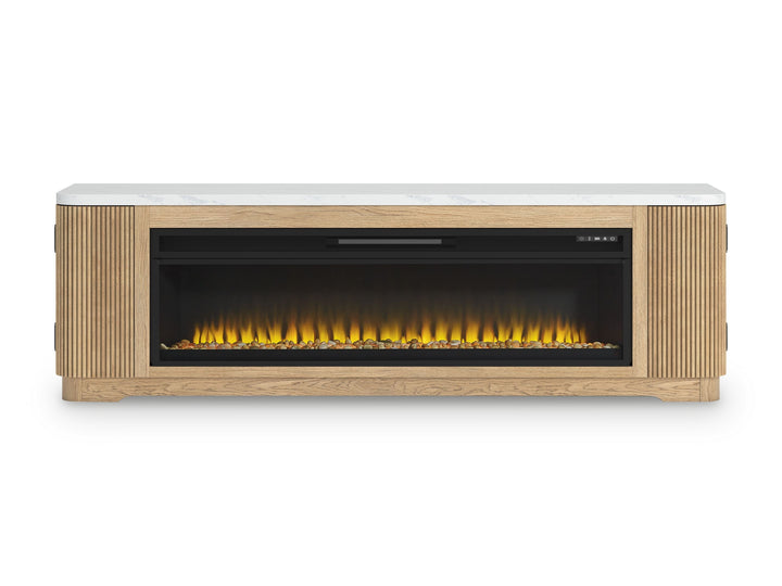 Camdill - Light Brown - 80" TV Stand With Electric Fireplace