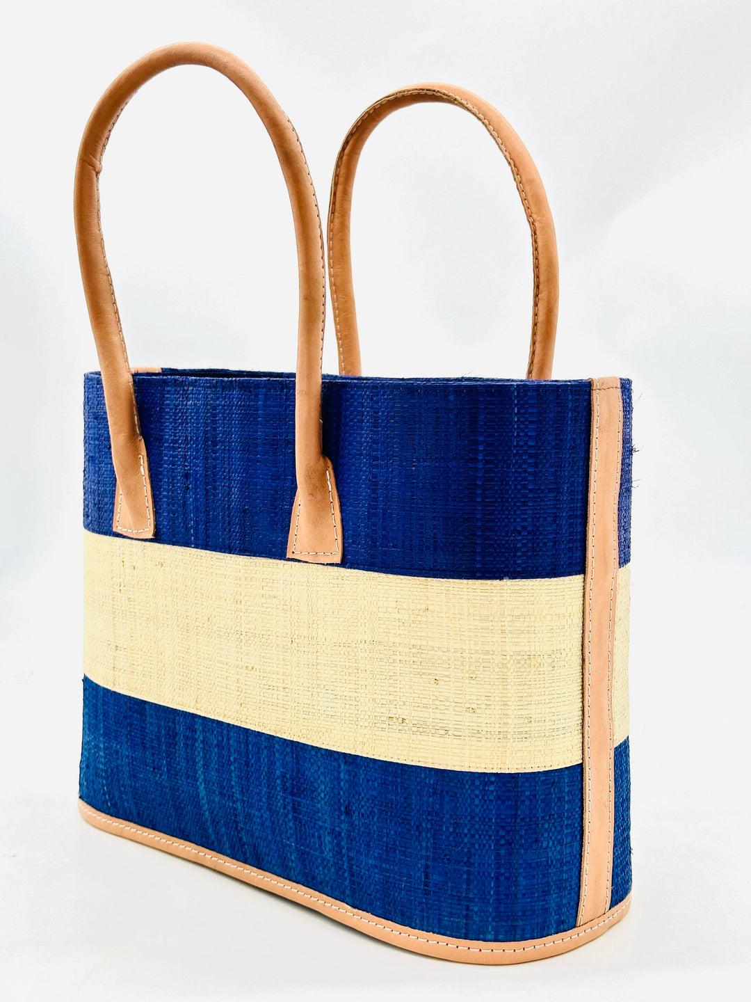 Santorini Color Block Straw Basket Bag Handbag: Small / Black & Coral