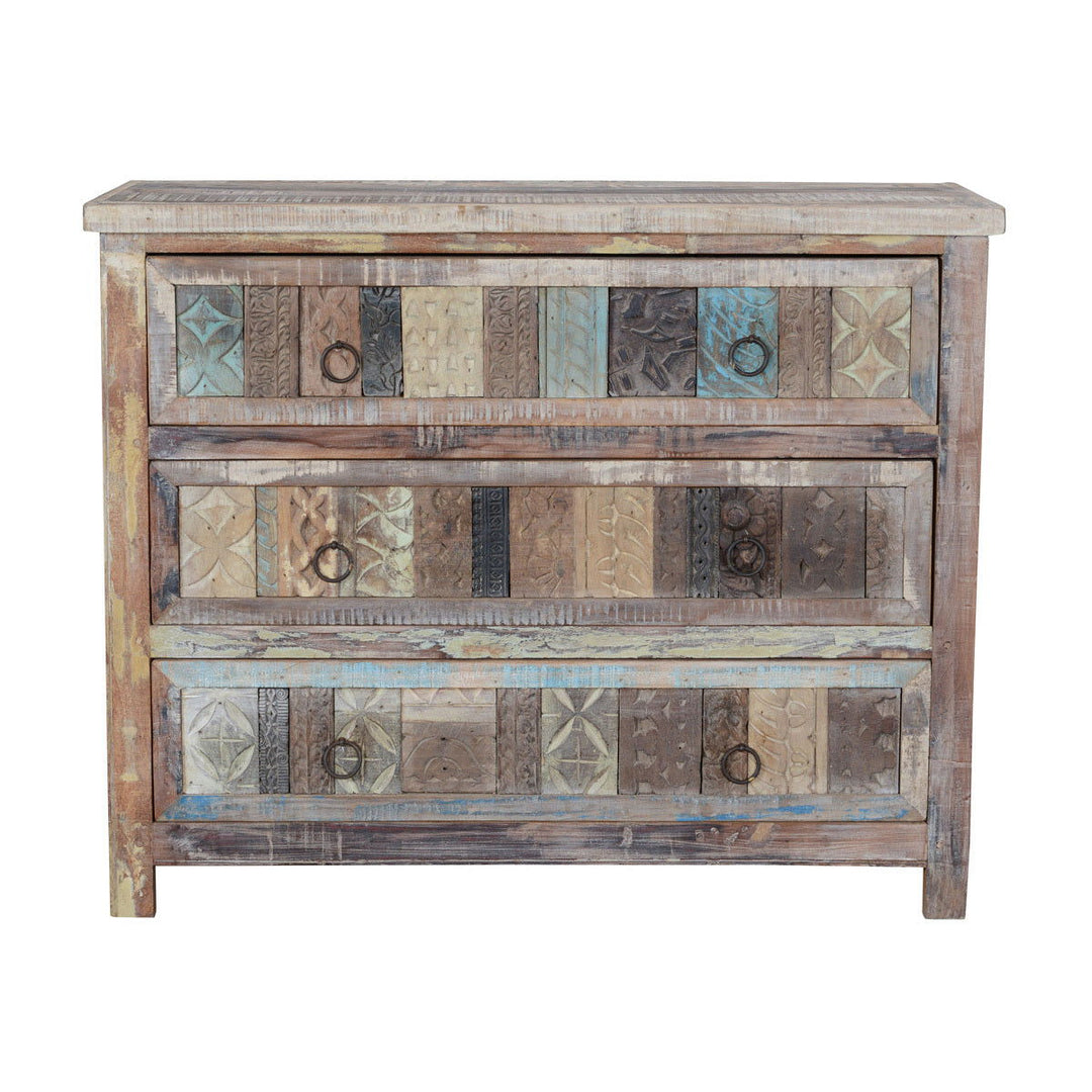 Baltim - 3 Drawer Print Block Dresser - Butterwood Blend