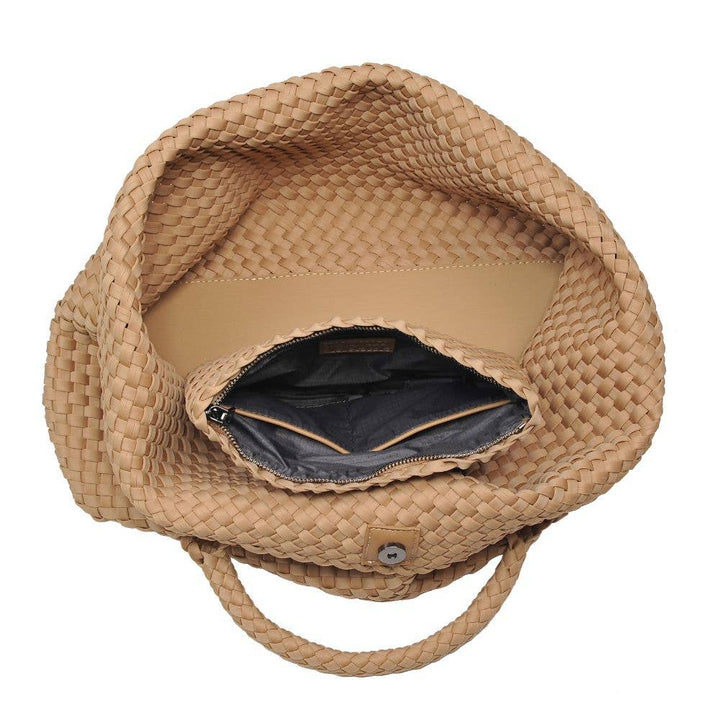 Sky's The Limit - Large Woven Neoprene Tote: Navy Nude
