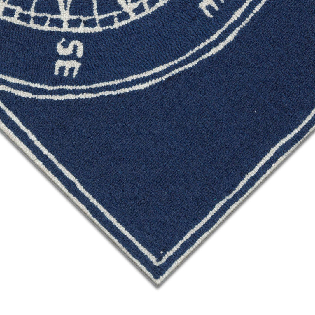 Frontporch Compass Indoor/Outdoor Rug: Navy / Polyester; Acrylic / 1'8" x 2'6"