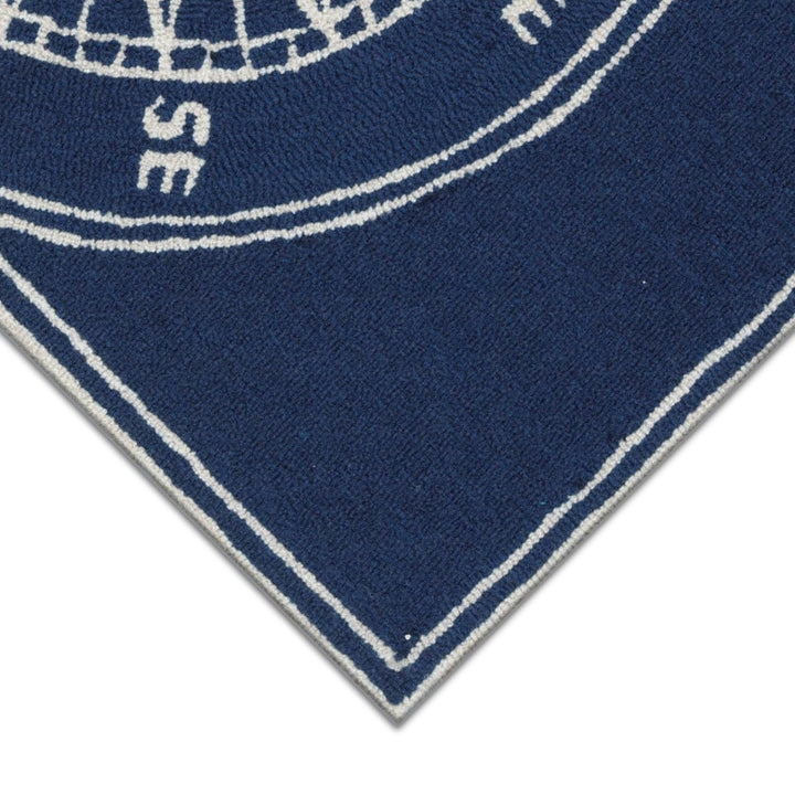 Frontporch Compass Indoor/Outdoor Rug: Navy / Polyester; Acrylic / 1'8" x 2'6"