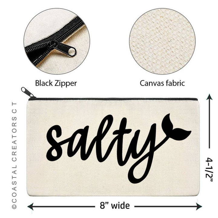 Salty with Mermaid Fin Canvas Zipper Storage Bag