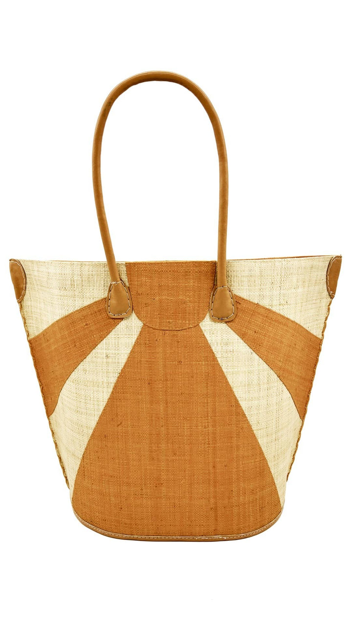 Sunburst Large Straw Tote Bag: Seafoam