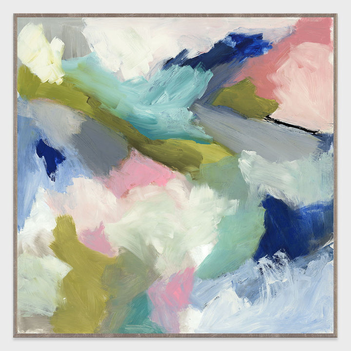 Blithe - 48" x 48" Painting Art by Buddy Whitlock - Blue & Pink