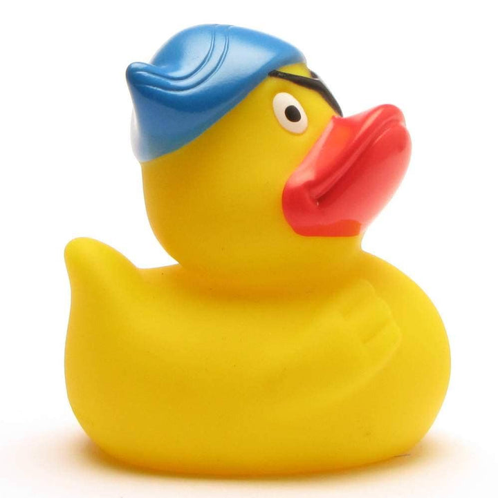 Pirate bath duck - blue hat - rubberized