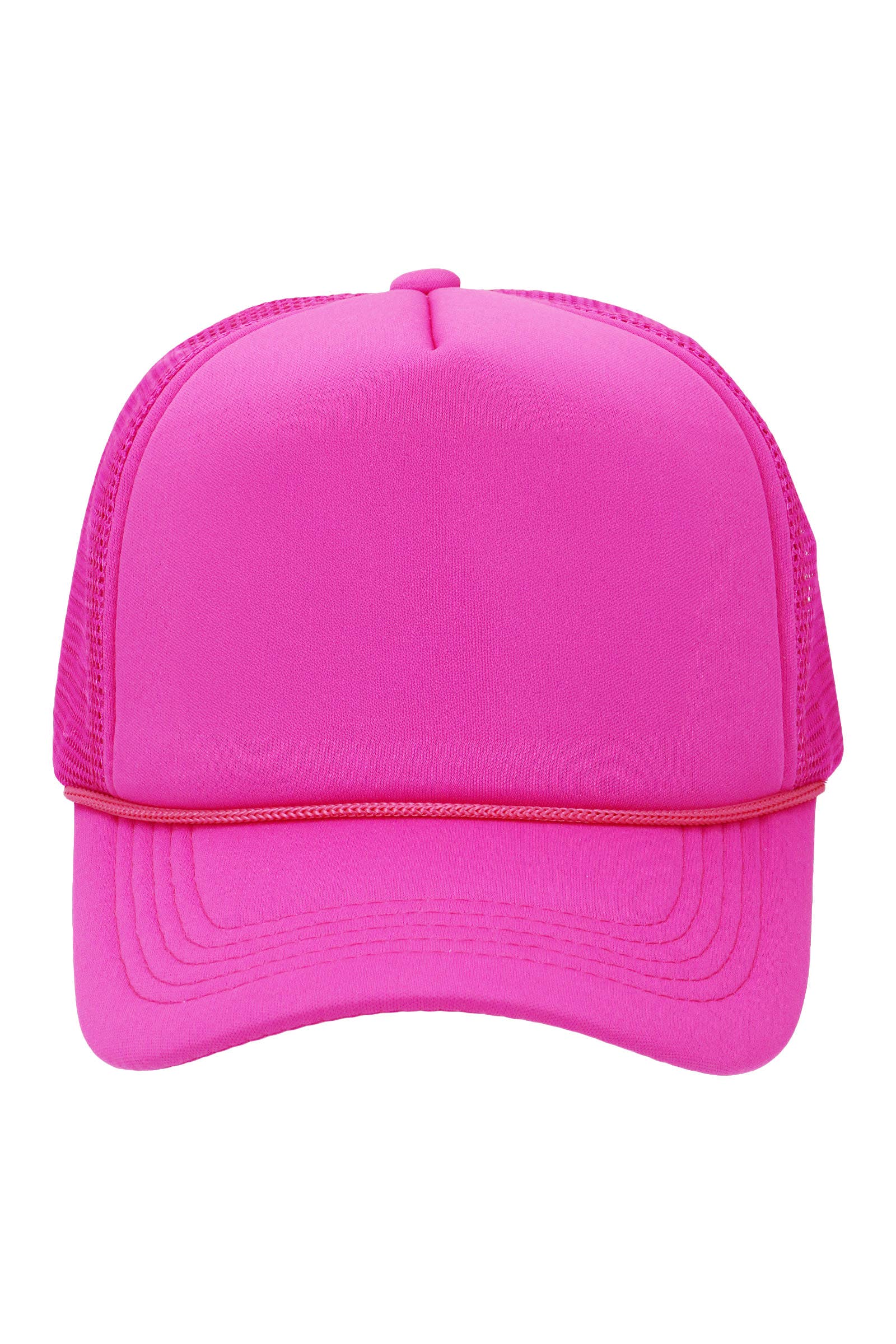 Solid Five Panel Foam Trucker Hat: PINK / ONE SIZE
