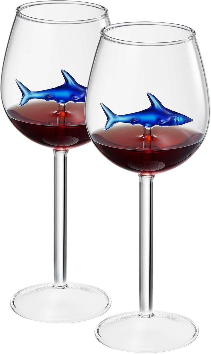 Shark-Inspired Stemmed Wine Glasses Set of 2 | 13oz