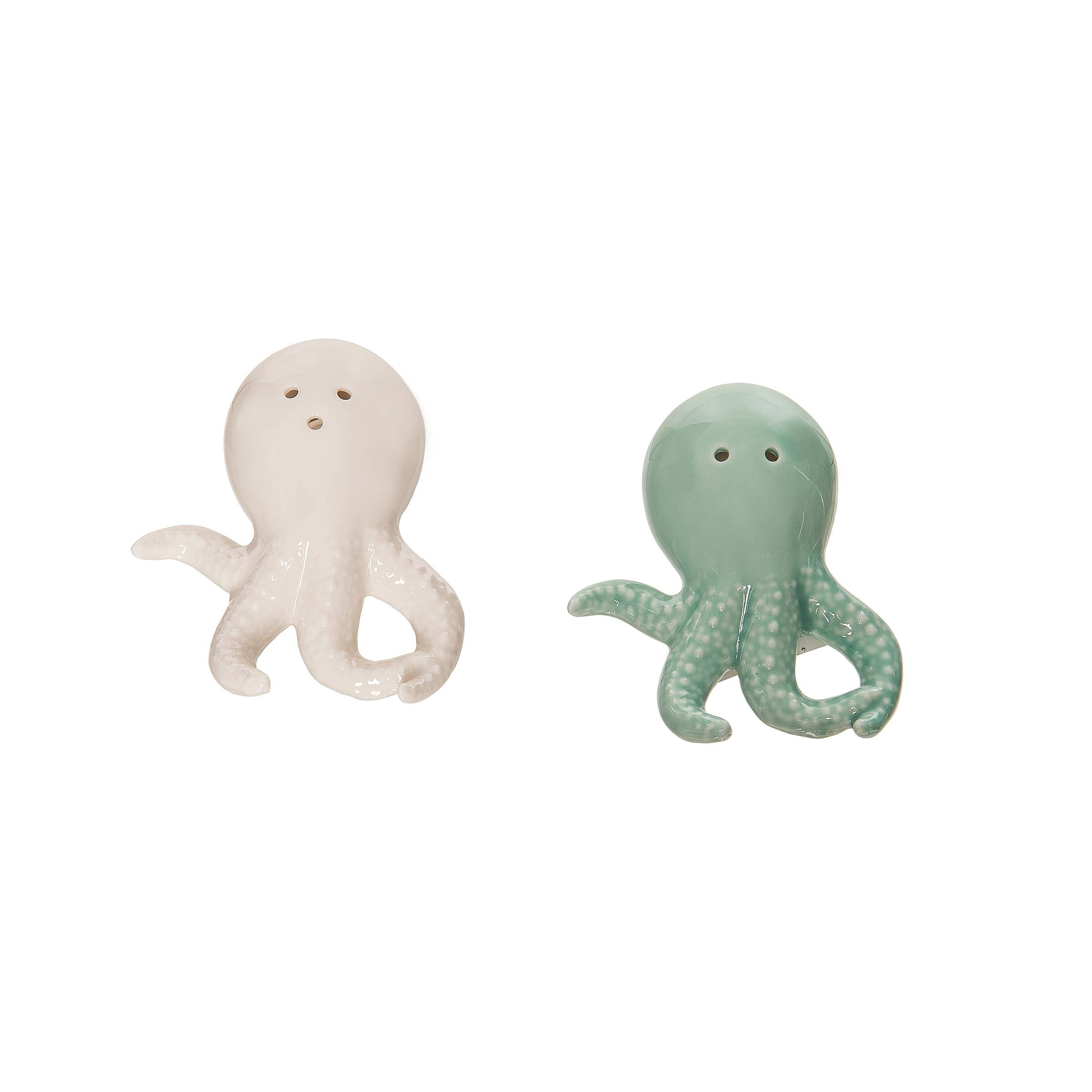 Green And Bisque Octopus Salt & Pepper Shaker Set