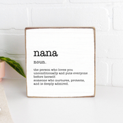 Nana Definition Block Sign