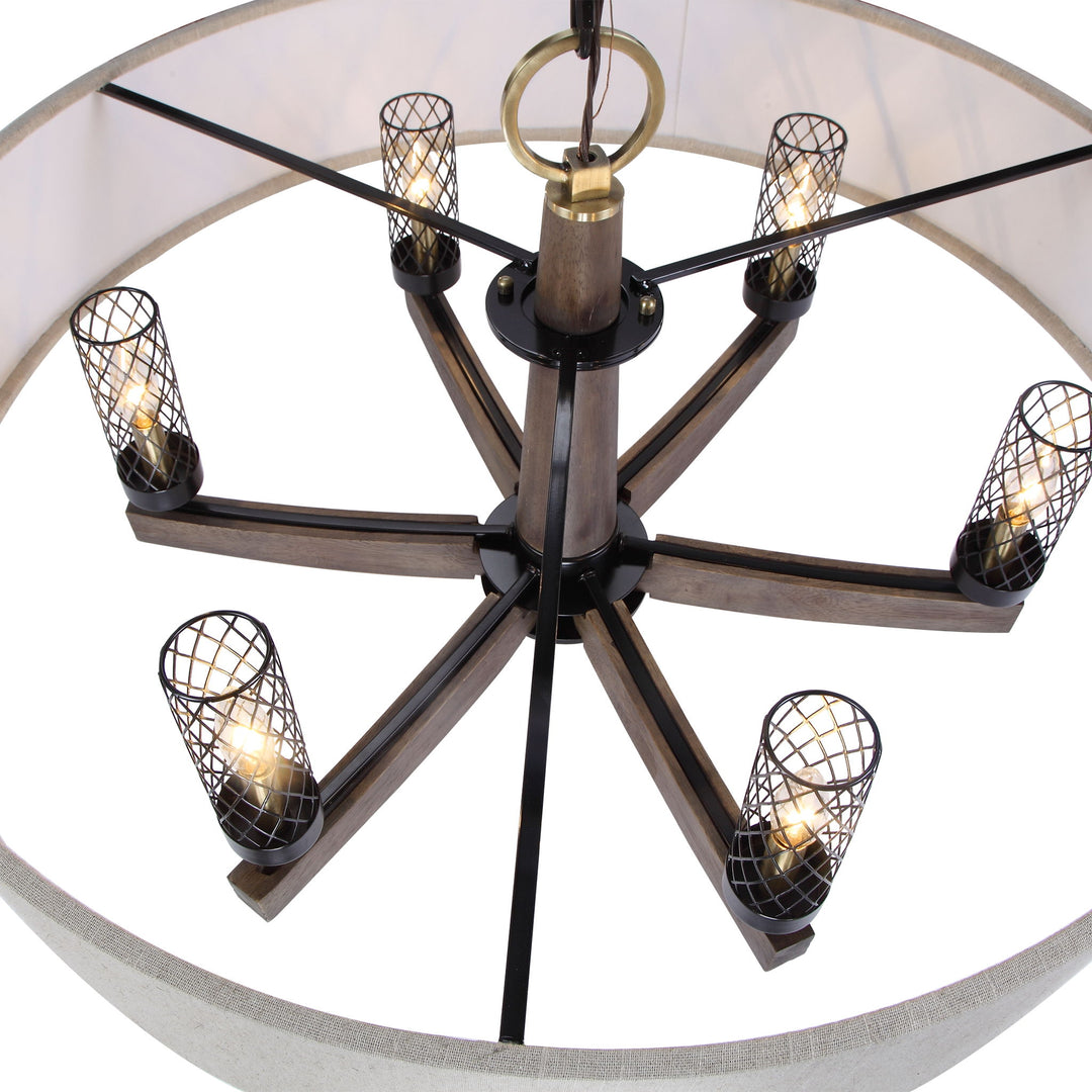 Woodall - 6 Light Drum Chandelier - Light Brown